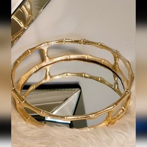Gold Bamboo Mirrored Tray